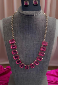 Fuchsia Pink Fashionista Necklace Set