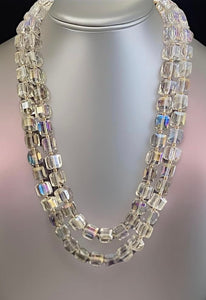 Clear Glass Beaded Necklace Set