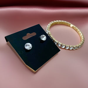 Diamond Cut Bracelet with Stud Earrings