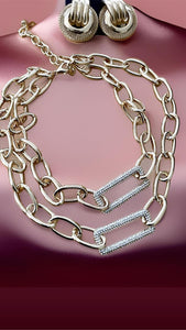 Golden Bling Link Necklace Set